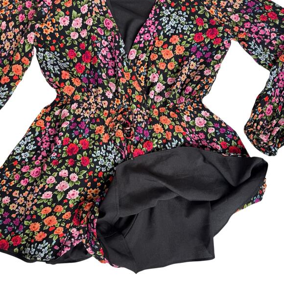 Yumi Kim Floral Print Romper Women's Large Long Balloon Sleeves Flowy Romantic - Picture 5 of 16